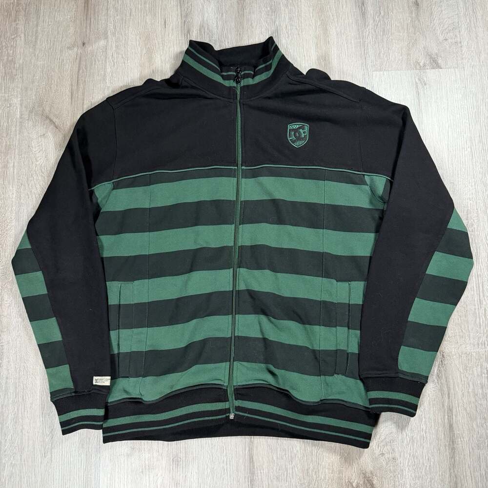 Y2K DC Shoes Men's Full Zip Striped Track Jacket Skater Large